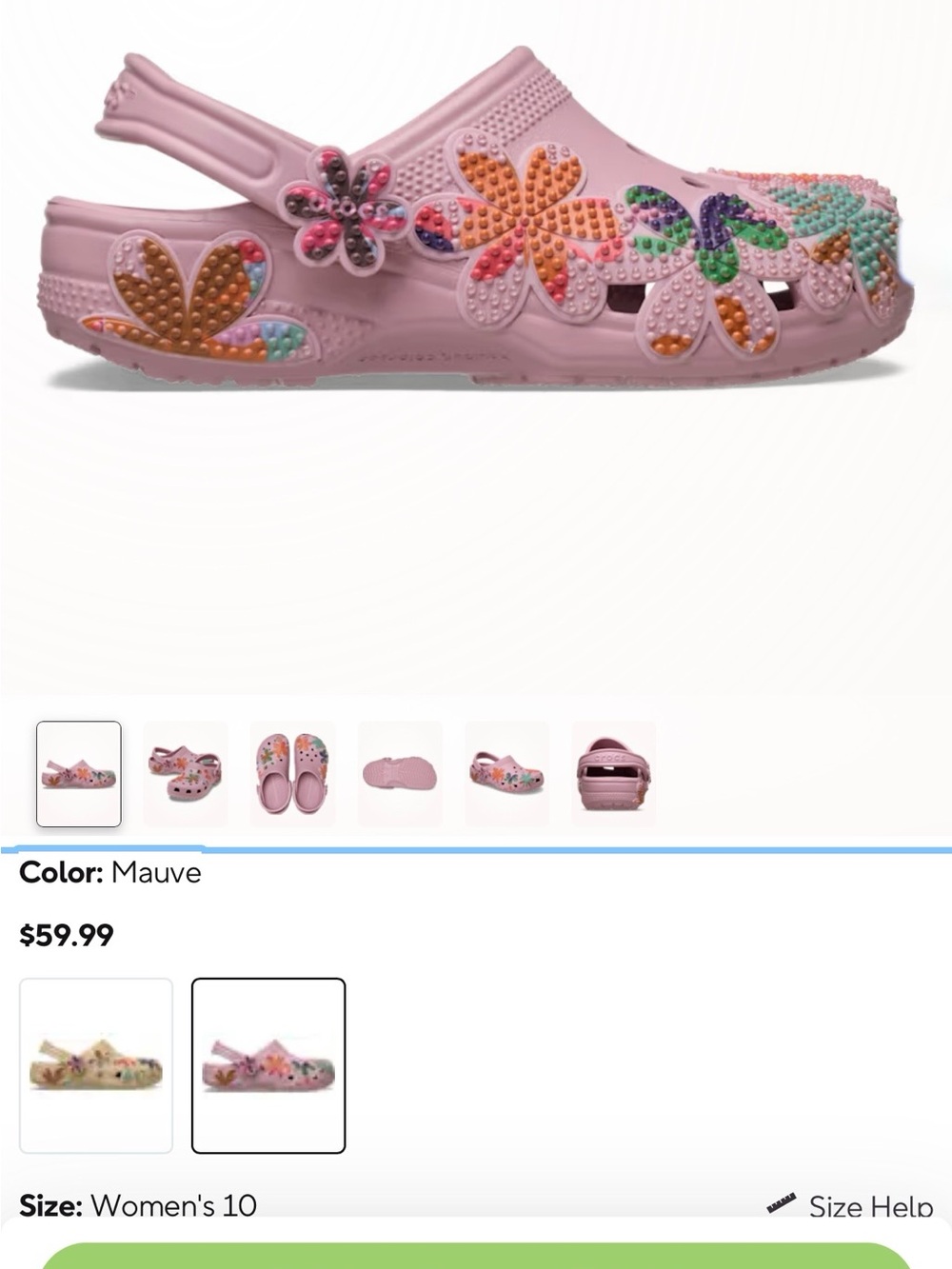 CROCS Mauve Floral Embellished Clog Sandals